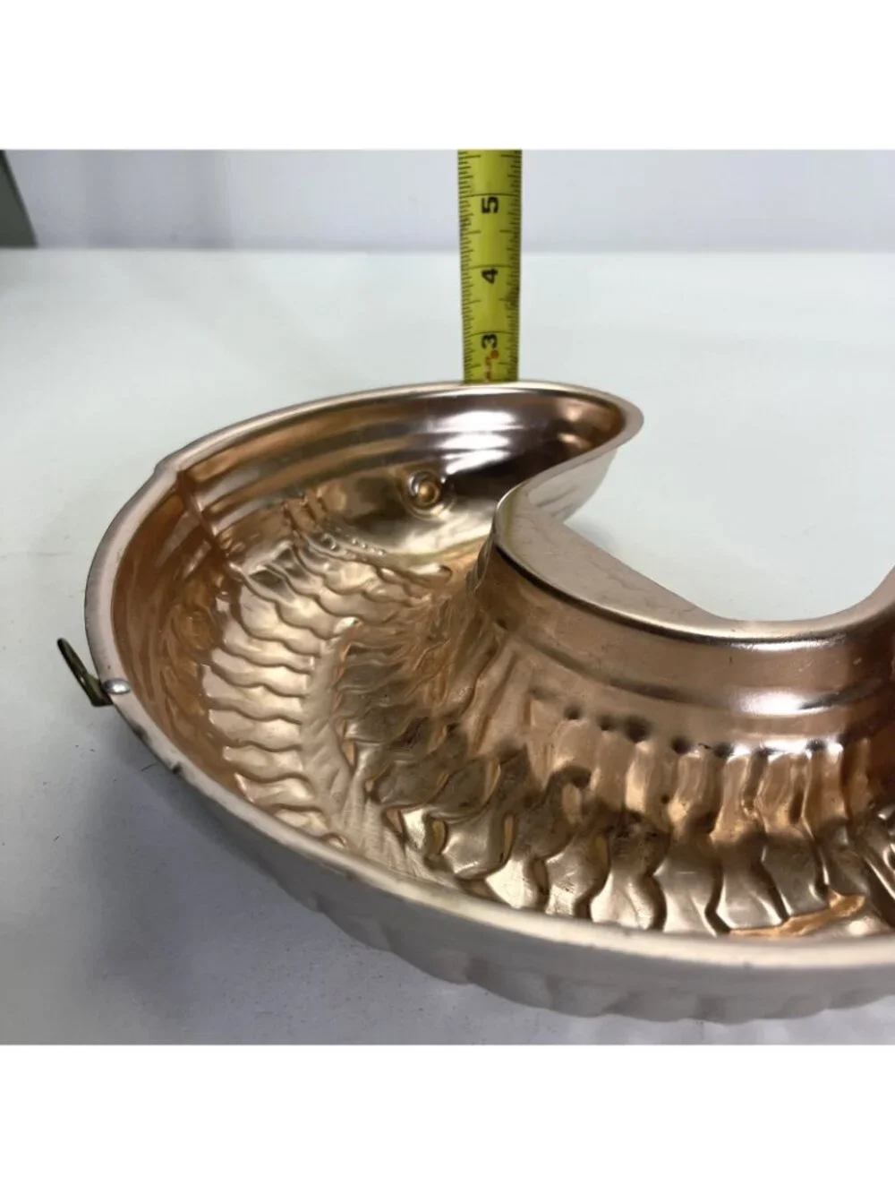 Vintage Copper Mold Fish Hanging Tin Lined Mold Cake Jello Kitchen Decor